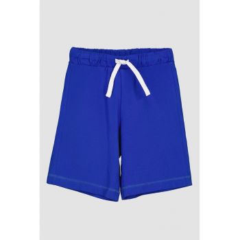 Bermude de bumbac cu logo pe partea din spate - Royal Blue -