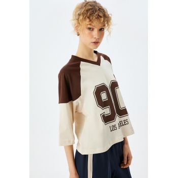 Bluza cu maneci ample si imprimeu text