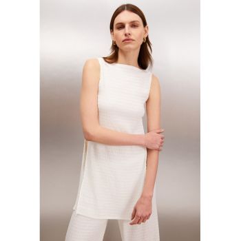 Bluza fara maneci din bumbac organic si slituri laterale