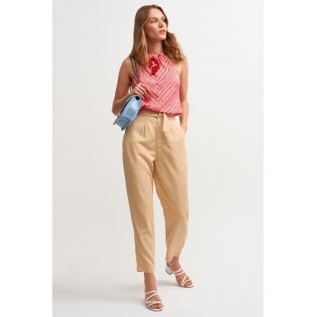 Pantaloni crop cu talie inalta