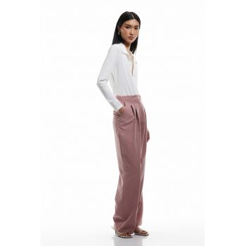 Pantaloni din amestec de modal cu croiala ampla si pliuri
