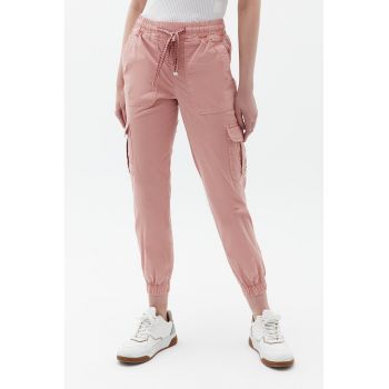 Pantaloni jogger crop cargo - Roz pal -