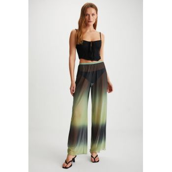 Pantaloni semitransparenti cu croiala ampla Arista