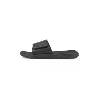 Papuci de piele ecologica cu logo si velcro Roylcat