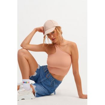 Top crop cu decolteu pe un umar