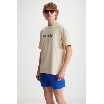 Tricou cu imprimeu si maneci cazute