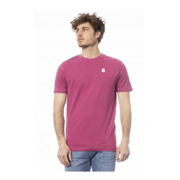 Tricou de bumbac cu decolteu la baza gatului
