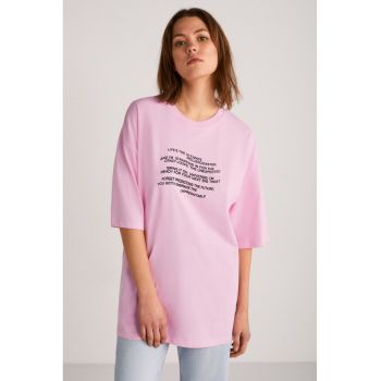 Tricou de bumbac cu imprimeu text