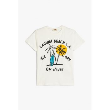 Tricou din bumbac cu imprimeu tropical
