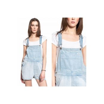 Blugi dama -  Bib Short - 20864-3 - Bumbac - Crop - Regular fit - Denim - S - Albastru
