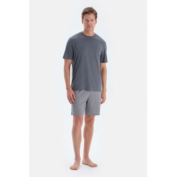 Pijama din amestec de bumbac si bumbac cu pantaloni scurti