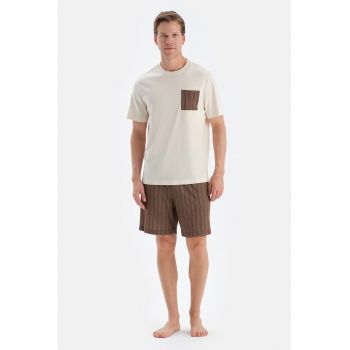 Pijama din amestec de modal cu pantaloni scurti