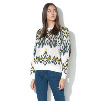 Pulover lejer cu imprimeu geometric