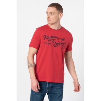 Tricou cu decolteu la baza gatului si imprimeu logo Alex 1