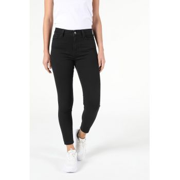 Pantaloni crop skinny cu talie medie