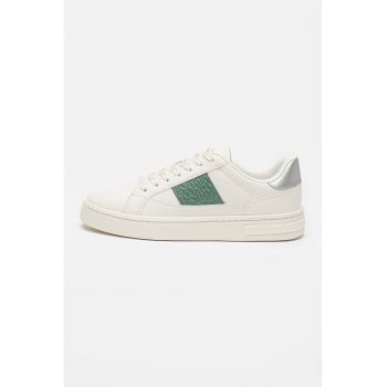 Pantofi sport de piele ecologica cu garnitura logo