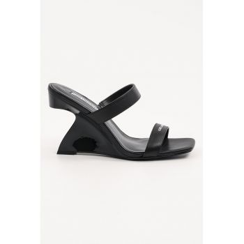 Papuci wedge din piele