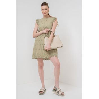 Rochie scurta din bumbac organic cu aspect perforat