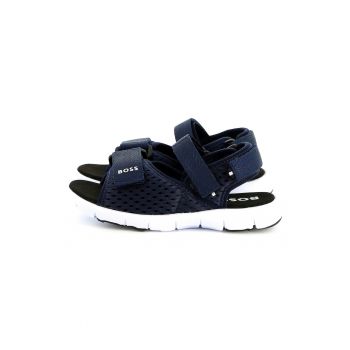 Sandale cu inchidere velcro si detalii logo