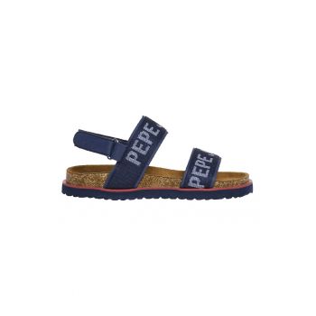 Sandale de piele ecologica si material textil cu logo