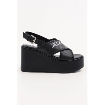 Sandale wedge din piele