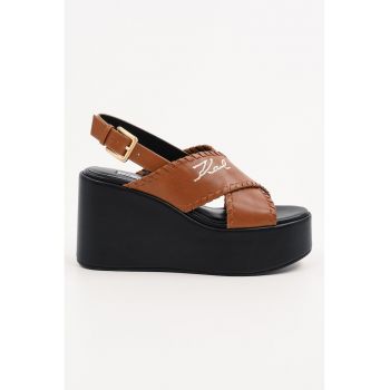 Sandale wedge din piele