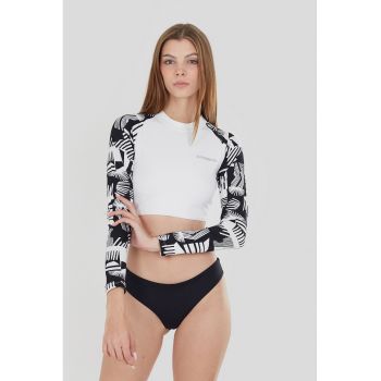 Top crop de baie cu maneci raglan Amelia