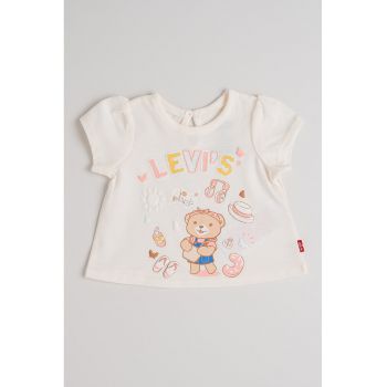 Tricou cu decolteu la baza gatului si imprimeu