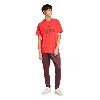 Tricou cu imprimeu logo si decolteu la baza gatului