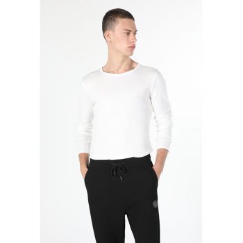 Tricou Cu Maneca Lunga De Barbati Alb Slim Fit