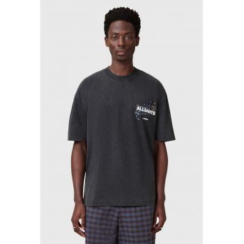 Tricou din bumbac cu decolteu la baza gatului Wavy