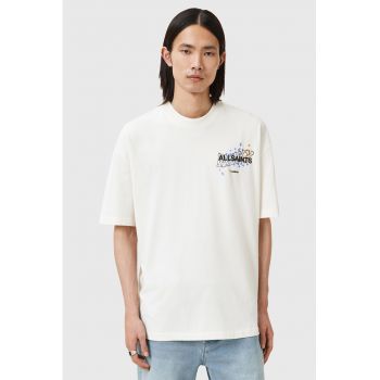 Tricou din bumbac cu decolteu la baza gatului Wavy