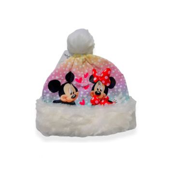 Caciula copii  Minnie Mouse - alb - 100% poliester - cu