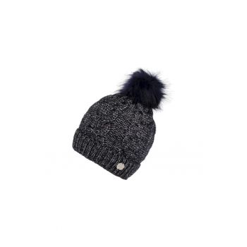 Caciula dama  beanie - gri - 100% acril - cu pompon - universala
