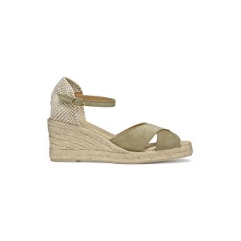 Espadrile de piele intoarsa si material textil