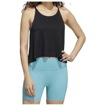 Maiou sport  Yoga Crop - negru - material reciclat - fara maneci - pentru alergare si antrenament -