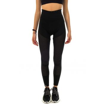 Pantaloni sport dama  Karlie Kloss - poliester/elastan - cu logo - negru -
