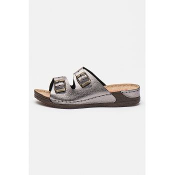 Papuci wedge de piele