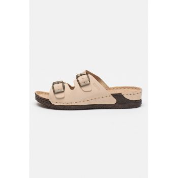 Papuci wedge de piele