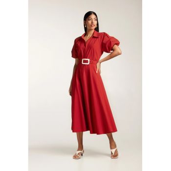 Rochie midi cu maneci scurte