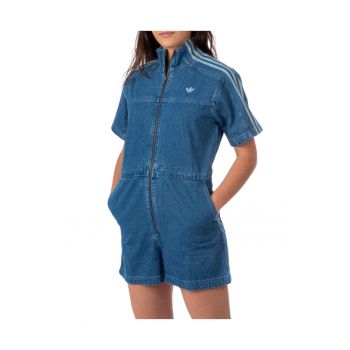 Salopeta dama  bumbac - scurta - cu fermoar - albastru -