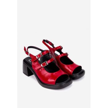 Sandale dama  rosii din piele lacuita