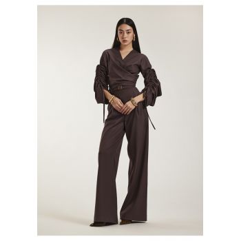 Set format din bluza si pantalon lung Renata - Maro