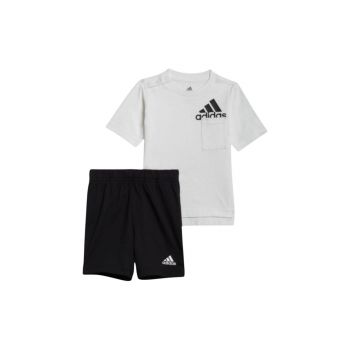Set tricou + pantaloni scurti copii -  alb-negru - bumbac organic -