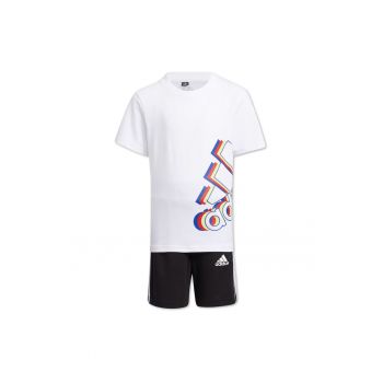 Set tricou + pantaloni scurti copii -  alb-negru - bumbac -