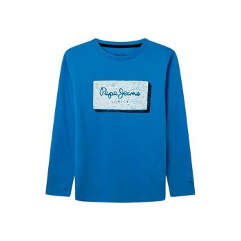 Tricou copii -  164 - albastru - bumbac - maneca lunga -
