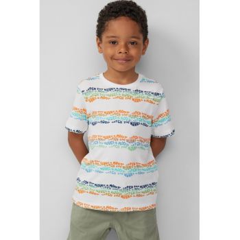 Tricou cu decolteu la baza gatului si imprimeu