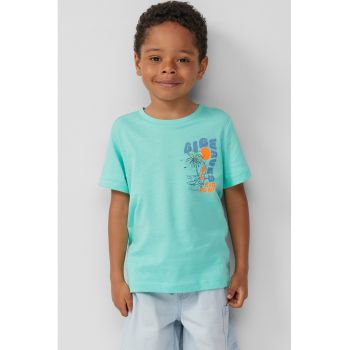 Tricou cu decolteu la baza gatului si imprimeu