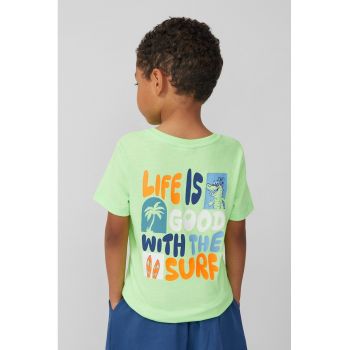 Tricou cu decolteu la baza gatului si imprimeu pe partea din spate