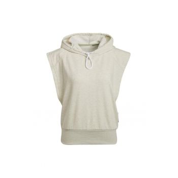 Tricou dama  bej - bumbac/poliester - cu gluga - fara maneci